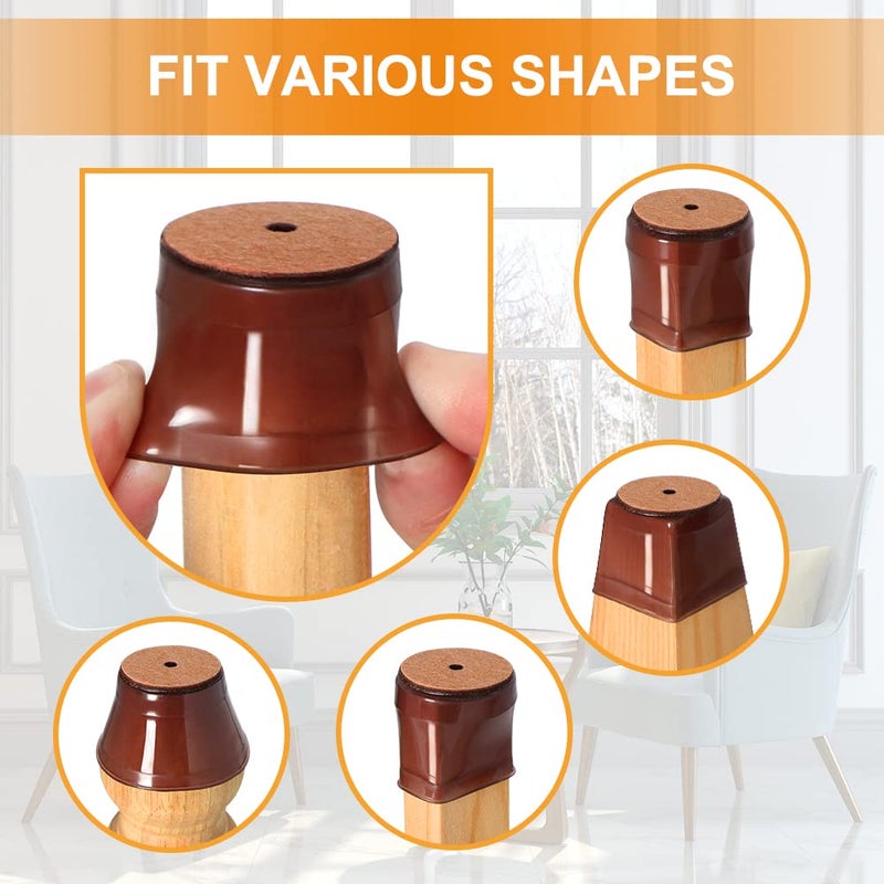 VIUME 24 Pcs Chair Leg Floor Protectors for Hardwood Floors Silicone Covers to Protect Wood Tile Floors Felt Bottom Furniture Leg Caps Anti-Scratch Reduce Noise (Fit:1.3""-2"") - Image 2